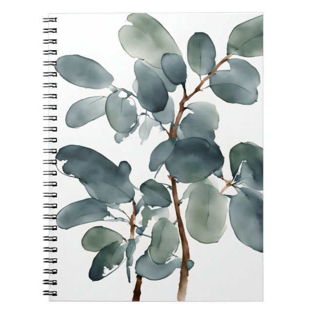 Carnet Eucalyptus - Fleurs à l'aquarelle (Devant)