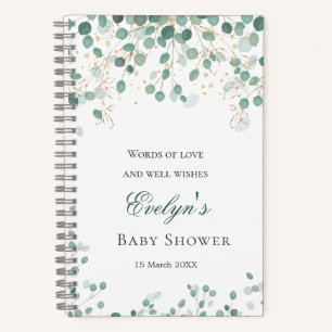 Carnet Eucalyptus Foliage Or Feuille Baby shower Noteboo