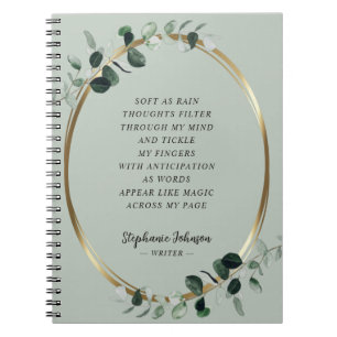 Carnet Eucalyptus Gold Sage Writer Poème Motivationnel
