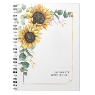 Carnet Eucalyptus tournesol floral géométrique