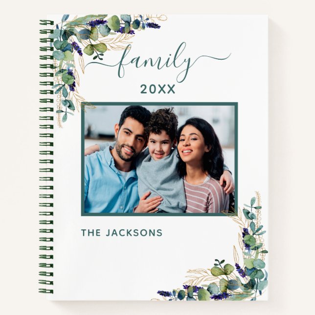 Carnet Eucalyptus vert nom de famille photo (Devant)