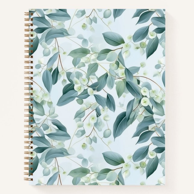 Carnet Eucalyptus Vert Sage Doux Aquarelle (Devant)