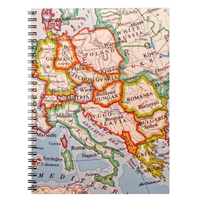 Carnet Europe carte globe pays États (Devant)