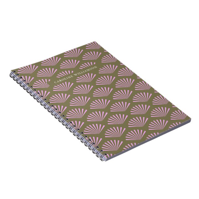 Carnet Éventail Art Déco Olive et Lilas Réception de Mari (Côté Droit)