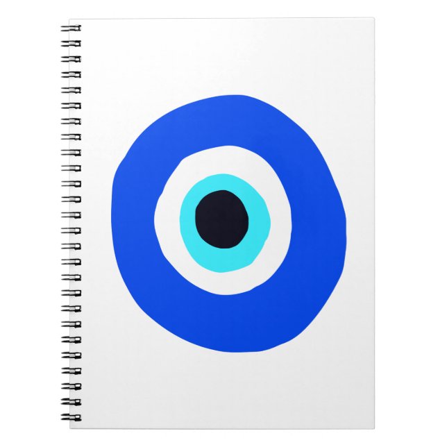 Carnet Evil Bleu Oeil Blanc Moderne Design Symbole grec m (Devant)