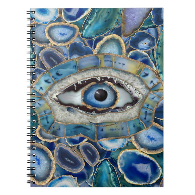 Carnet Evil Eye Amulet Blue Geodes and Crystals (Devant)