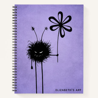Carnet Evil Flower Bug Purple Goth Name Sketbook