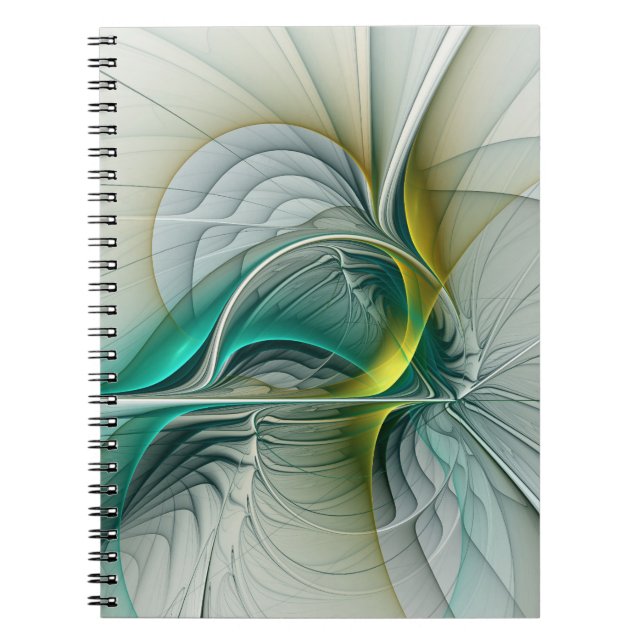Carnet Évolution fractale, Art Abstrait Turquoise d'or (Devant)