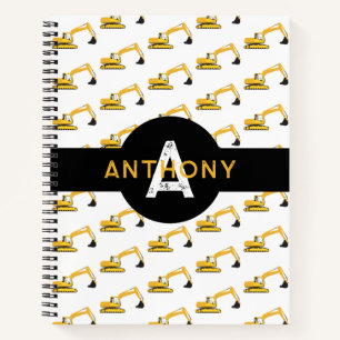 Carnet Excavateur Construction Camion Enfants Monogramme