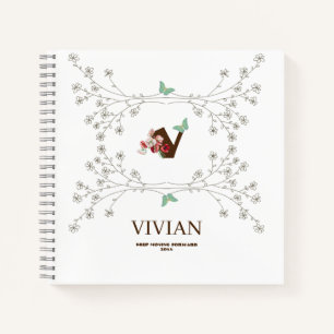 Carnet Exemple de nom du cadre floral et du papillon init
