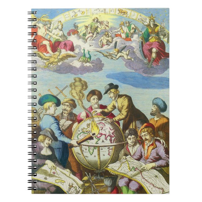 Carnet Explorateurs vintage avec carte du globe antique,  (Devant)