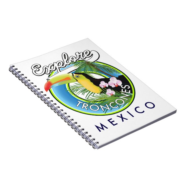 Carnet Explorez le logo rétro de Troncones Mexique (Côté Droit)