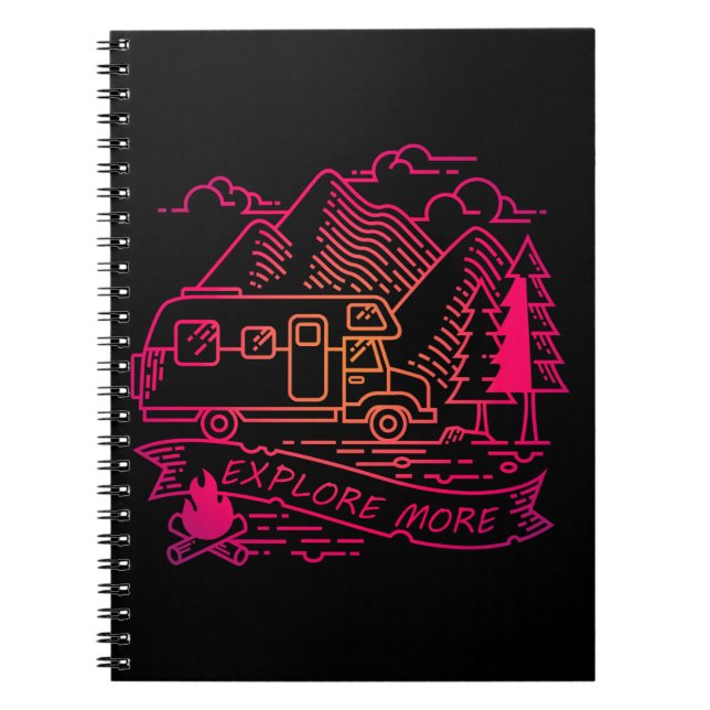 Carnet Explorez Plus Camper Rose Van Mountain Nature Love (Devant)