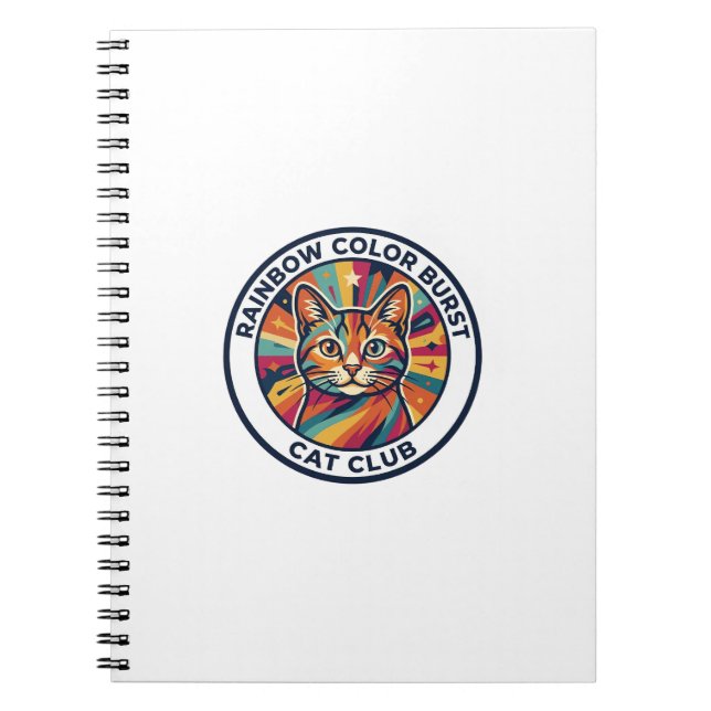 Carnet Explosion de couleurs arc-en-ciel Chat Design de c (Devant)