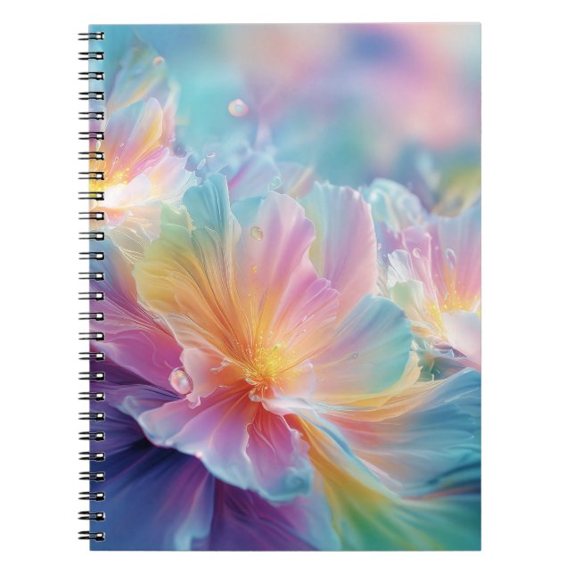 Carnet Explosion florale cosmique abstraite en pastel (Devant)