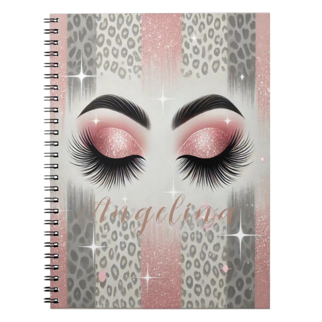 Carnet Eyelashes Parties scintillant rose (Devant)