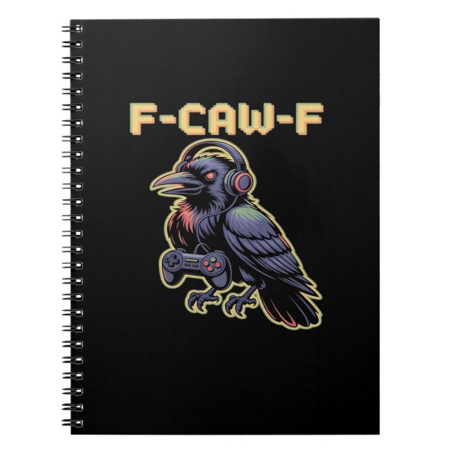 Carnet F-Caw-F Corbeau de jeu avec casque - Flux Edgy (Devant)