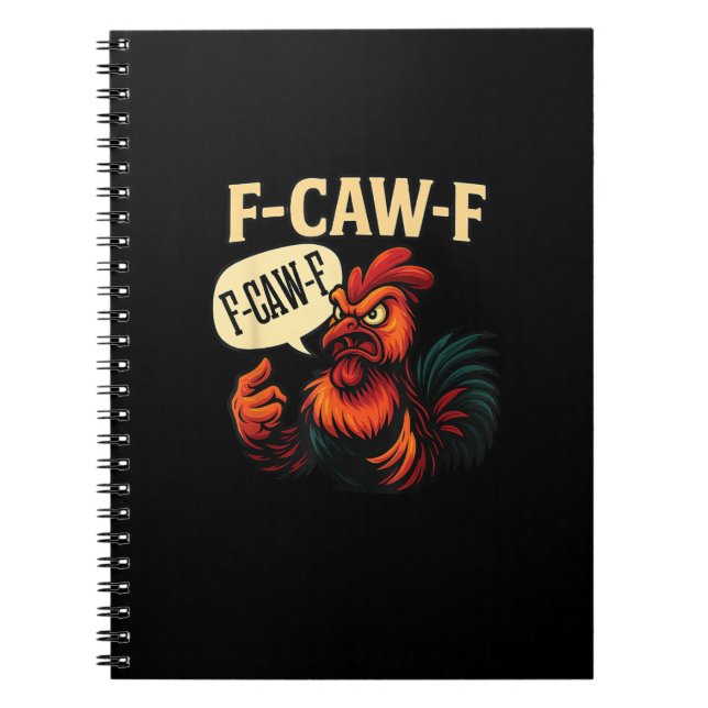 Carnet F Caw F Funny Angry Rooster Graphic Retro Style (Devant)