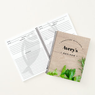 Carnet Fabriqué maison avec Love Recette Custom Wood Grai