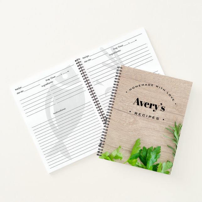 Carnet Fabriqué maison avec Love Recette Custom Wood Grai (Intérieur)