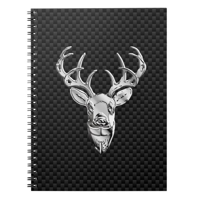 Carnet Face de cerf en argent sur impression en fibre de  (Devant)