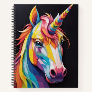 Carnet Face de licorne arc-en-ciel