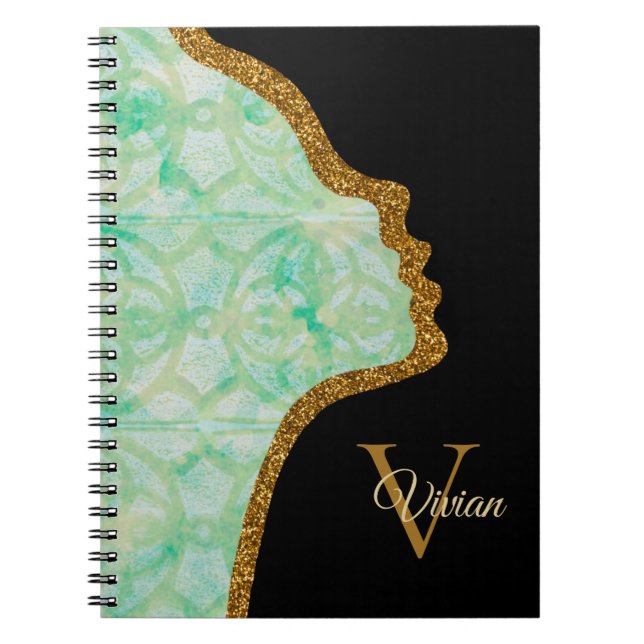 Carnet Face De Parties scintillant Vert Et Bleu Noir Et O (Devant)