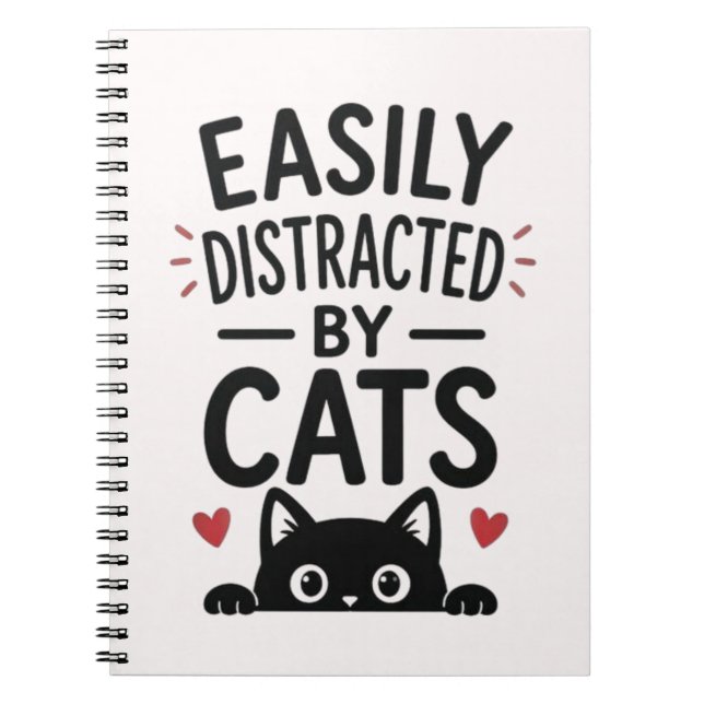Carnet Facilement Distrait Par Les Chats Citation Amusant (Devant)