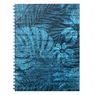 Carnet Faded jeans avec motif feuille tropical