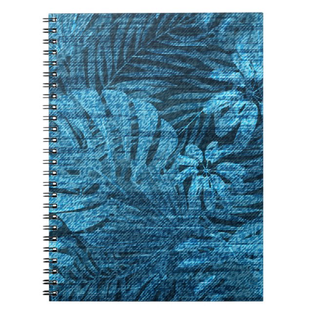 Carnet Faded jeans avec motif feuille tropical (Devant)