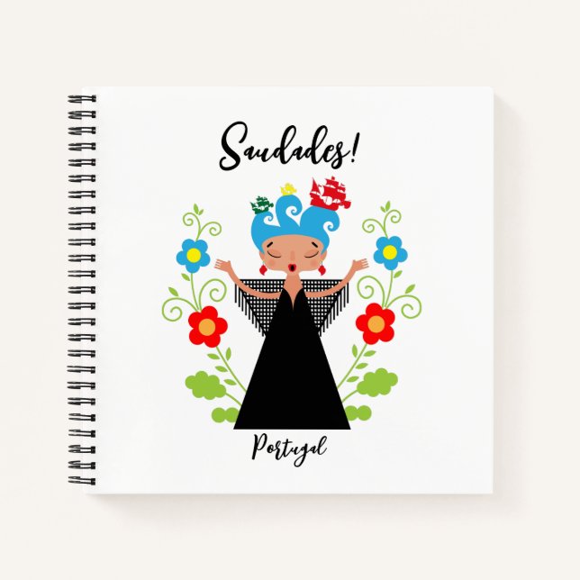 Carnet Fado chanteuse avec caravelle portugaise (Devant)