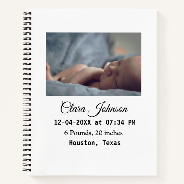 Carnet Faire part de naissance ajoutez photo date heure l (Devant)