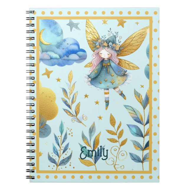Carnet Fairy Birthday Turquoise Gold Rose Princess Fairyt (Devant)