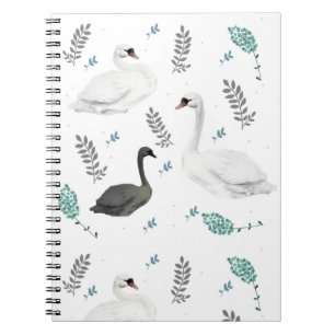 Carnet Fairytale Swan Illustration Folk Botanical