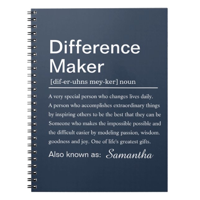 Carnet Faiseur de différence personnalisé (Devant)