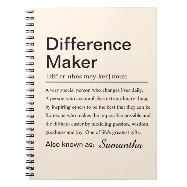 Carnet Faiseur de différence personnalisé (Devant)
