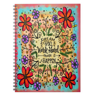 Carnet Faîtes-le se produire Floral Inspirational Girl Fu