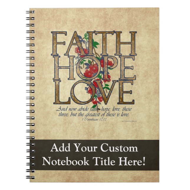 Carnet Faith Hope Love Christian Bible Verse (Devant)