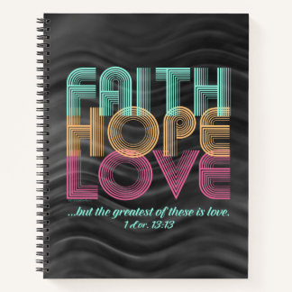 Carnet Faith Hope Love Christian Bible Verse Retro