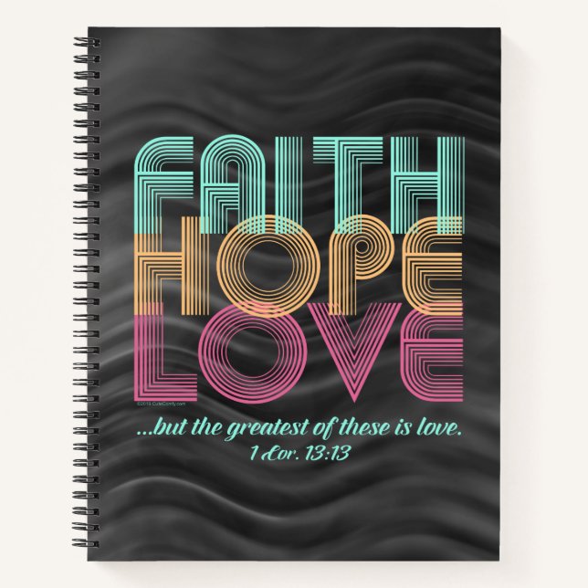 Carnet Faith Hope Love Christian Bible Verse Retro (Devant)