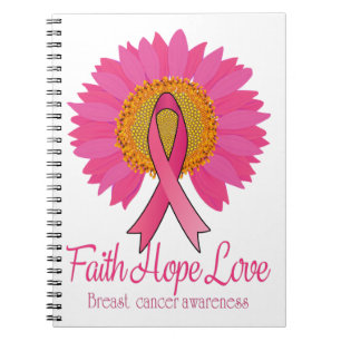 Carnet Faith Hope Love Flower de sensibilisation au cance