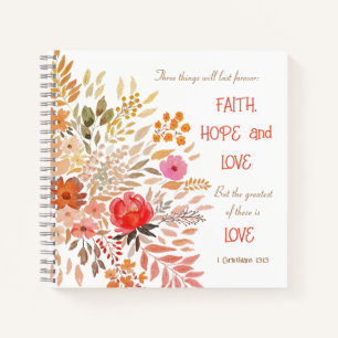 Carnet "Faith Hope Love" Orange or aquarelle Floral