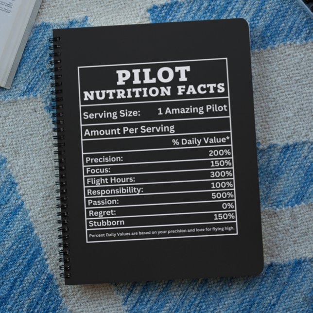 Carnet Faits nutritionnels du pilote – Conception de cade (Pilot Nutrition Facts – Funny Aviation Gift Design Notebook)