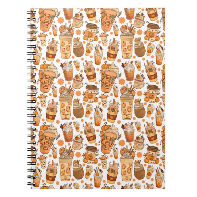 Carnet Fall Coffee Latte Pumpkin Pattern (Devant)