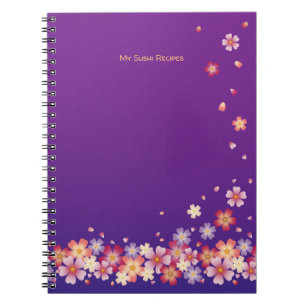 Carnet Falling Sakura Blossoms Blue & Purple Personnalisé