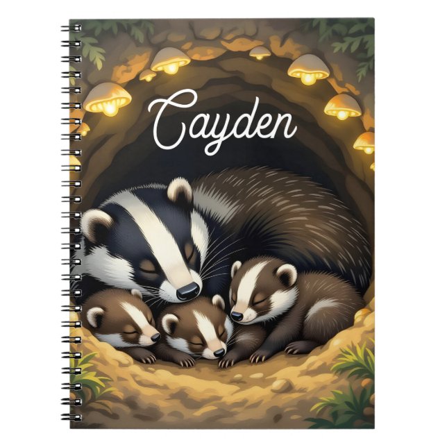 Carnet Famille Badger Cute Personnalisée (Devant)