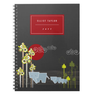 Carnet Famille D'Éléphants Whimsical Dans La Forêt Et Le 