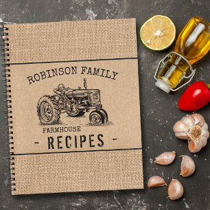 Carnet Famille Ferme Tracteur Burlap Kraft Recette