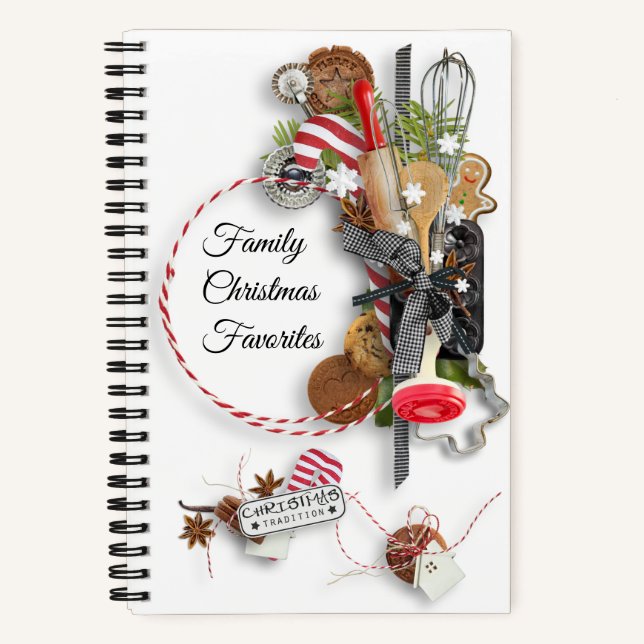 Carnet Famille Noël Favoris Spiral Recette Notebook (Recto)