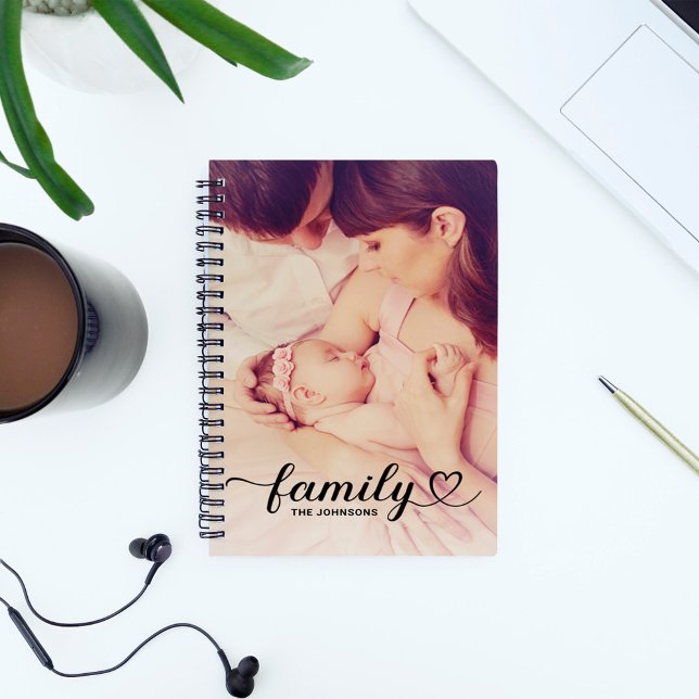 Carnet Family Love Black Script Photo personnalisée (Créateur téléchargé)